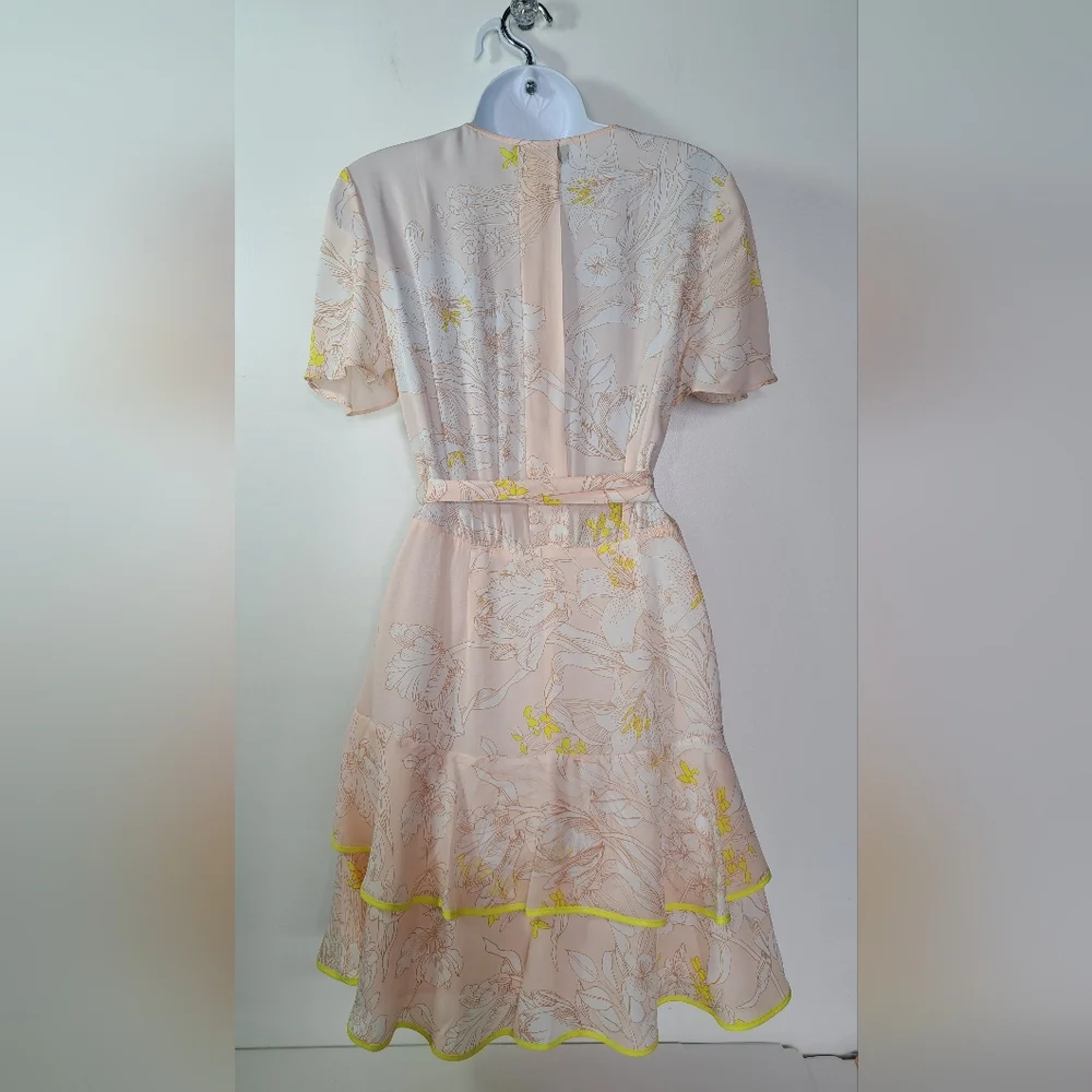 Reiss Carlotta Short Flutter Sleeve Dress in Blush Size US 4 - Picture 11 of 16